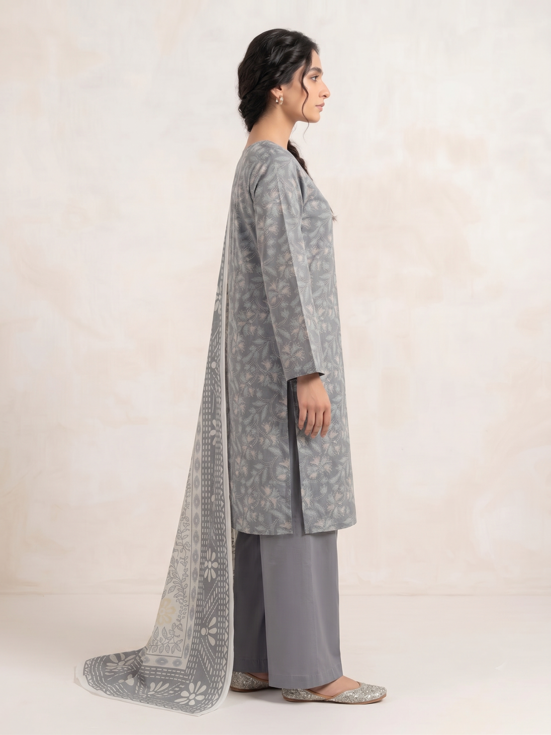 Slate Flora 3-Piece Printed Lawn Suit