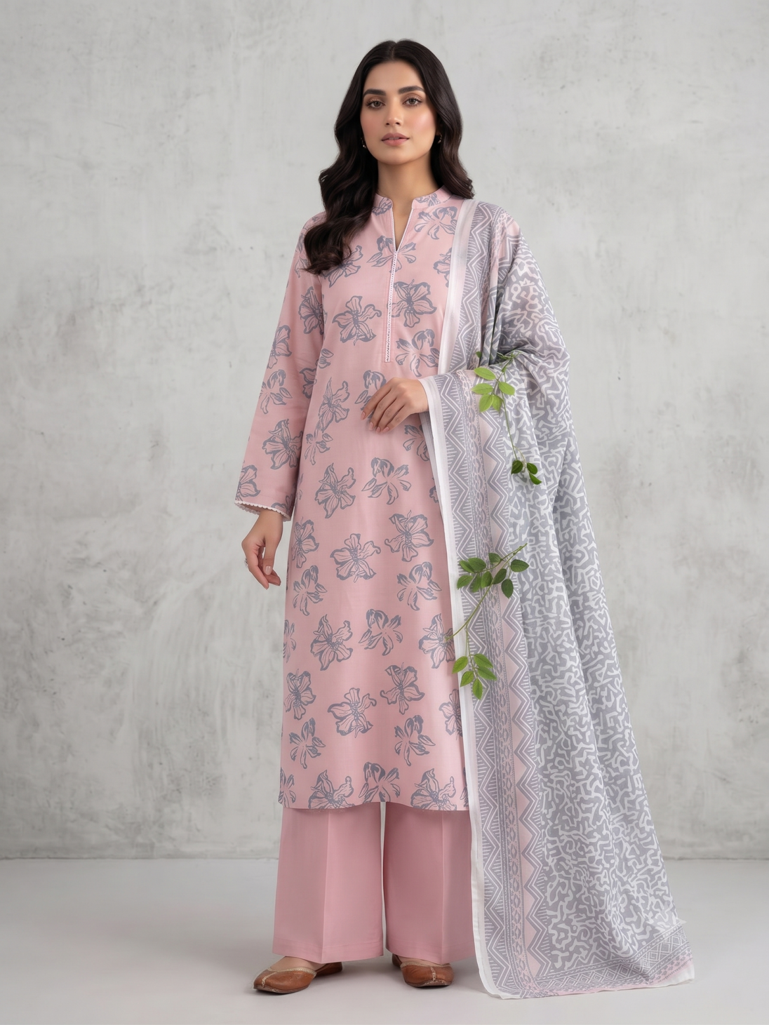 Blossom Mist 3-Piece Printed Lawn Suit