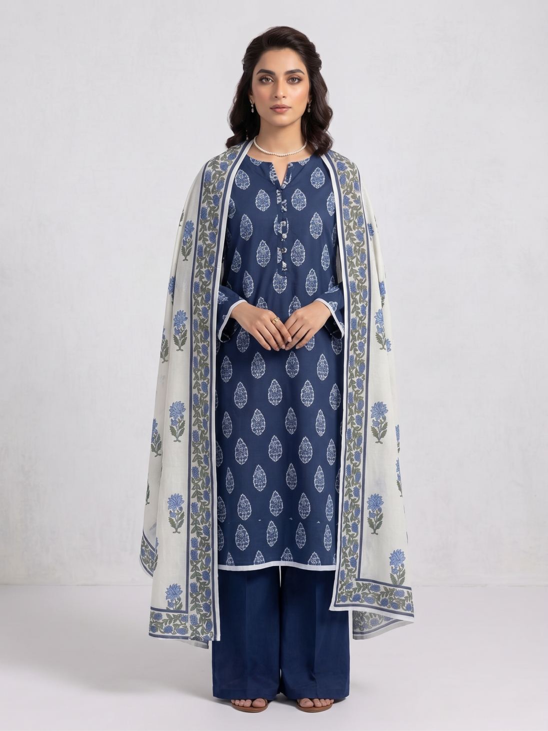Indigo Blossom 3-Piece Printed Lawn Suit