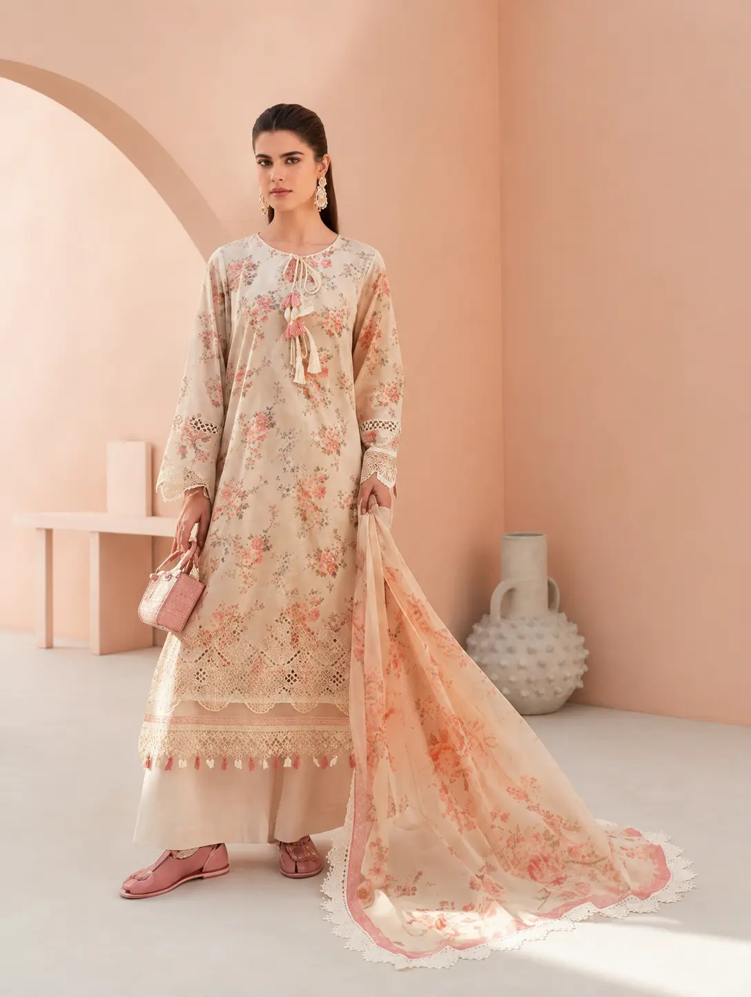 3-Piece Mausummery Embroidered Lawn Suit Daisy