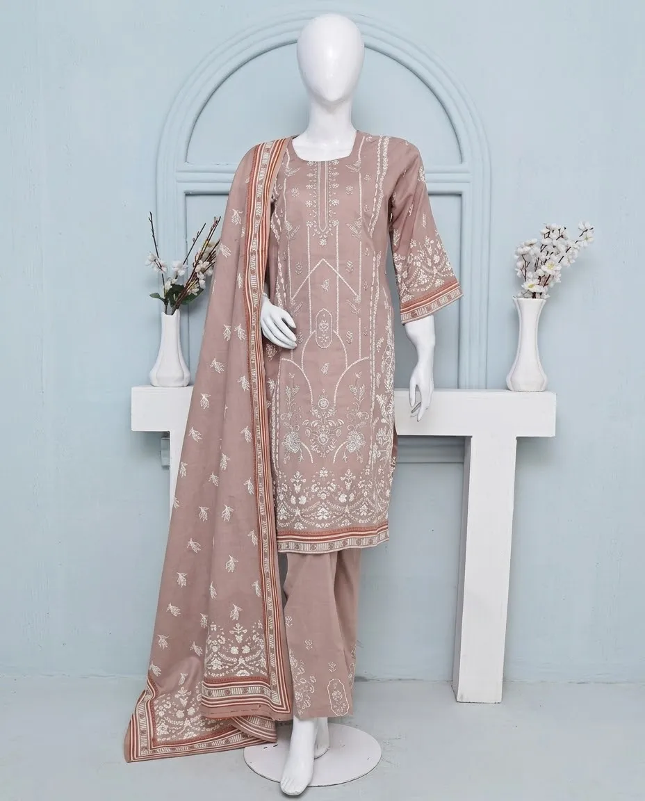 3-Piece Noore Azal Embroidered Cotton Suit Skin - Image 2
